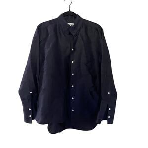 FRAME Linen Blend Navy Button Down Shirt sz Small